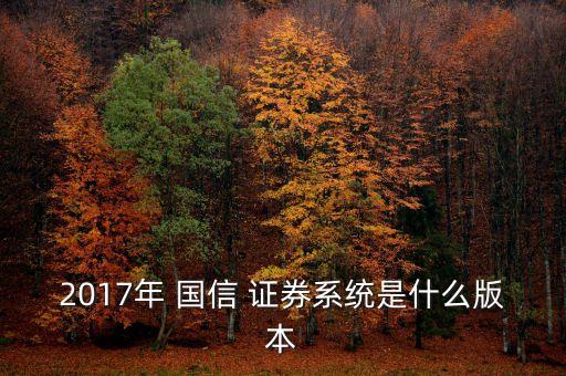 2017年 國(guó)信 證券系統(tǒng)是什么版本