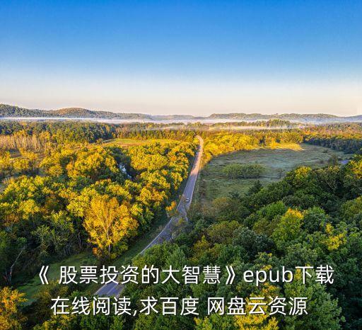 《 股票投資的大智慧》epub下載在線(xiàn)閱讀,求百度 網(wǎng)盤(pán)云資源