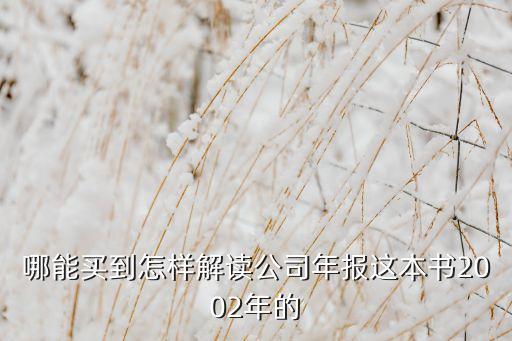 哪能買(mǎi)到怎樣解讀公司年報(bào)這本書(shū)2002年的