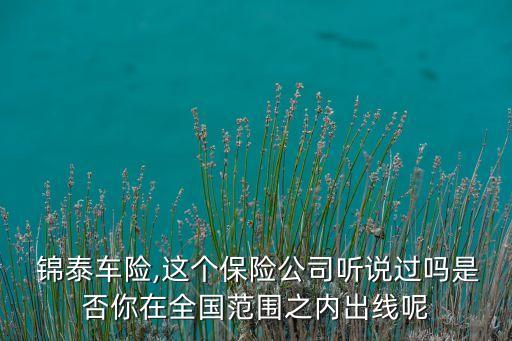  錦泰車險(xiǎn),這個(gè)保險(xiǎn)公司聽(tīng)說(shuō)過(guò)嗎是否你在全國(guó)范圍之內(nèi)出線呢