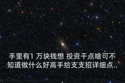 手里有1 萬(wàn)塊錢想 投資干點(diǎn)啥可不知道做什么好高手給支支招詳細(xì)點(diǎn)...