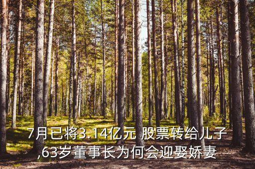7月已將3.14億元 股票轉給兒子,63歲董事長為何會迎娶嬌妻