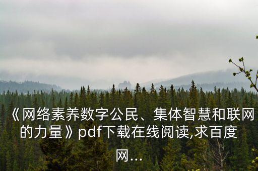 《網(wǎng)絡(luò)素養(yǎng)數(shù)字公民、集體智慧和聯(lián)網(wǎng)的力量》pdf下載在線閱讀,求百度網(wǎng)...