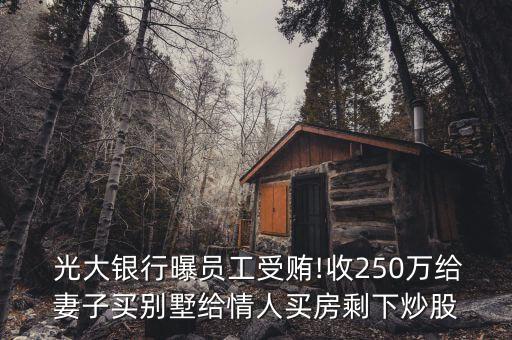  光大銀行曝員工受賄!收250萬(wàn)給妻子買別墅給情人買房剩下炒股