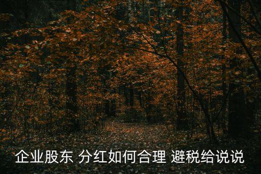企業(yè)股東 分紅如何合理 避稅給說說