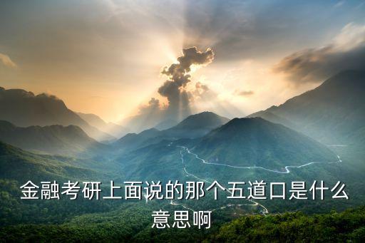  金融考研上面說(shuō)的那個(gè)五道口是什么意思啊