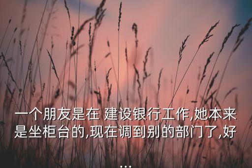 一個(gè)朋友是在 建設(shè)銀行工作,她本來(lái)是坐柜臺(tái)的,現(xiàn)在調(diào)到別的部門了,好...