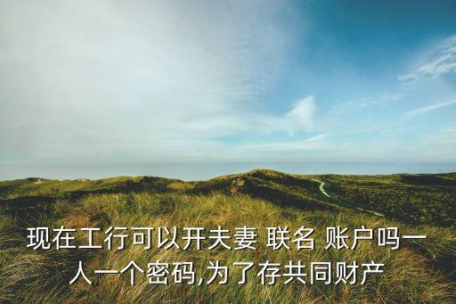 現(xiàn)在工行可以開夫妻 聯(lián)名 賬戶嗎一人一個密碼,為了存共同財產(chǎn)