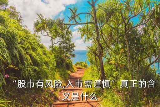 “股市有風(fēng)險,入市需謹(jǐn)慎”真正的含義是什么