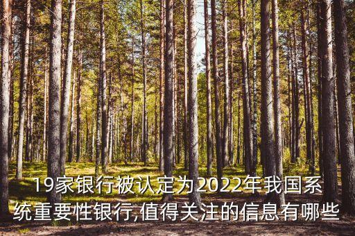 19家銀行被認(rèn)定為2022年我國系統(tǒng)重要性銀行,值得關(guān)注的信息有哪些