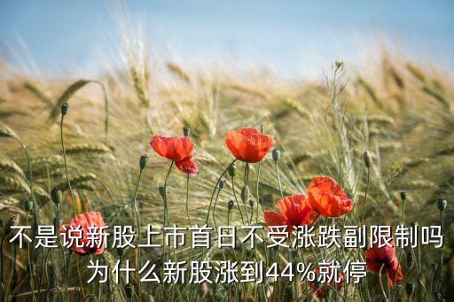 不是說新股上市首日不受漲跌副限制嗎為什么新股漲到44%就停