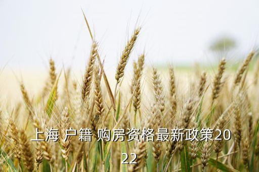  上海 戶籍 購(gòu)房資格最新政策2022