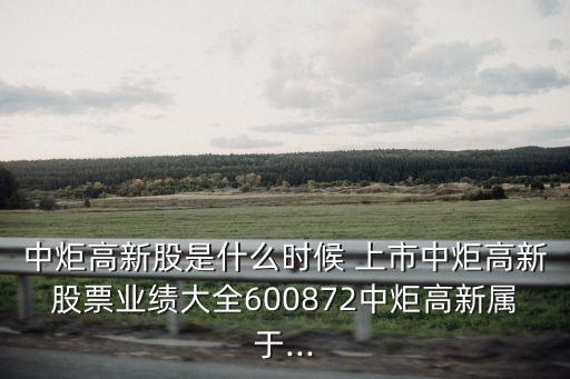 中炬高新股是什么時(shí)候 上市中炬高新股票業(yè)績(jī)大全600872中炬高新屬于...
