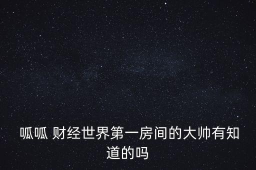  呱呱 財經世界第一房間的大帥有知道的嗎