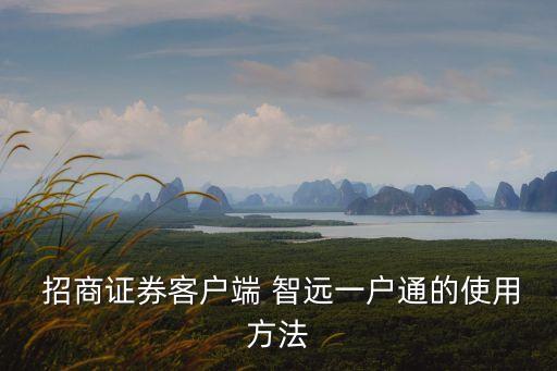  招商證券客戶端 智遠一戶通的使用方法