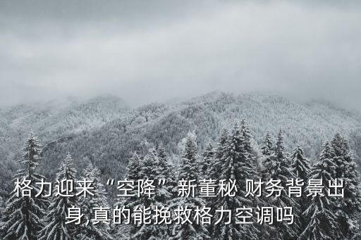 格力迎來(lái)“空降”新董秘 財(cái)務(wù)背景出身,真的能挽救格力空調(diào)嗎