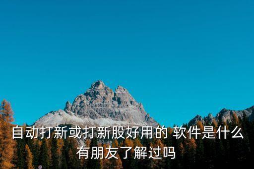 自動(dòng)打新或打新股好用的 軟件是什么有朋友了解過(guò)嗎