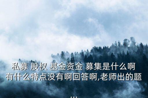 私募 股權(quán) 基金資金 募集是什么啊有什么特點(diǎn)沒有啊回答啊,老師出的題...