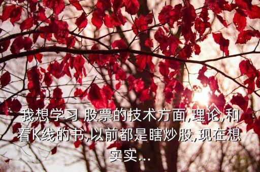 我想學(xué)習(xí) 股票的技術(shù)方面,理論,和看K線(xiàn)的書(shū),以前都是瞎炒股,現(xiàn)在想實(shí)實(shí)...