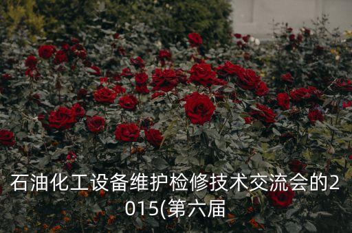 石油化工設(shè)備維護(hù)檢修技術(shù)交流會的2015(第六屆