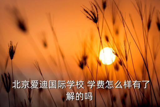  北京愛迪國際學校 學費怎么樣有了解的嗎