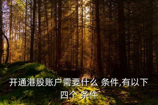 開通港股賬戶需要什么 條件,有以下四個 條件