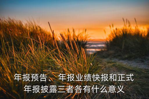  年報(bào)預(yù)告、 年報(bào)業(yè)績(jī)快報(bào)和正式 年報(bào)披露三者各有什么意義