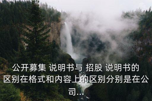 公開募集 說明書與 招股 說明書的區(qū)別在格式和內容上的區(qū)別分別是在公司...