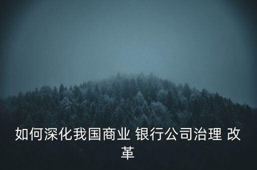 如何深化我國商業(yè) 銀行公司治理 改革