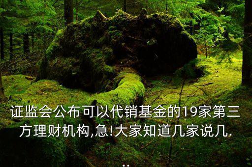 證監(jiān)會(huì)公布可以代銷基金的19家第三方理財(cái)機(jī)構(gòu),急!大家知道幾家說幾...