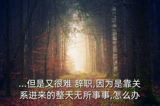 ...但是又很難 辭職,因為是靠關(guān)系進來的整天無所事事,怎么辦