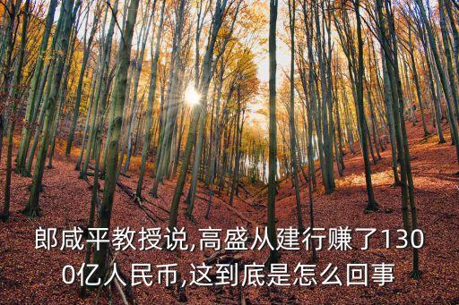 郎咸平教授說(shuō),高盛從建行賺了1300億人民幣,這到底是怎么回事