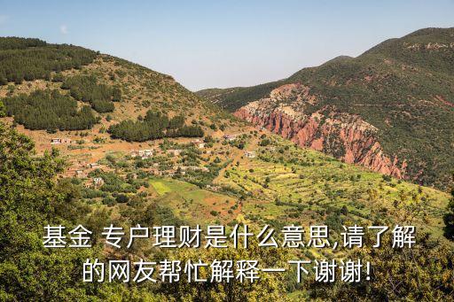  基金 專(zhuān)戶理財(cái)是什么意思,請(qǐng)了解的網(wǎng)友幫忙解釋一下謝謝!