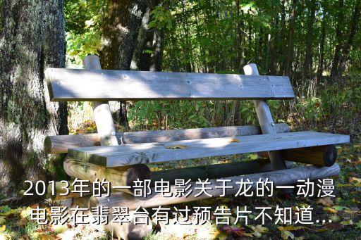 2013年的一部電影關(guān)于龍的一動(dòng)漫電影在翡翠臺(tái)有過(guò)預(yù)告片不知道...