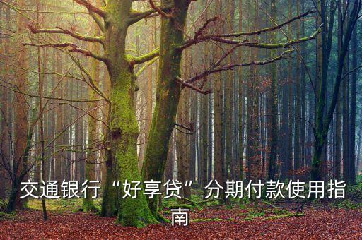  交通銀行“好享貸”分期付款使用指南
