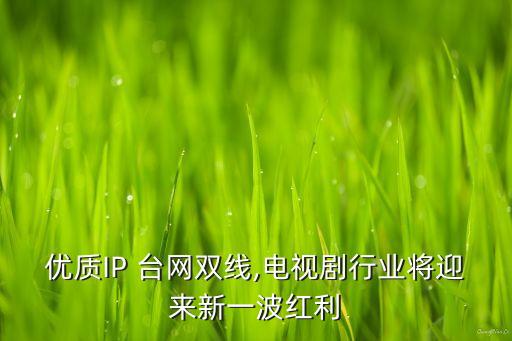 優(yōu)質IP 臺網雙線,電視劇行業(yè)將迎來新一波紅利