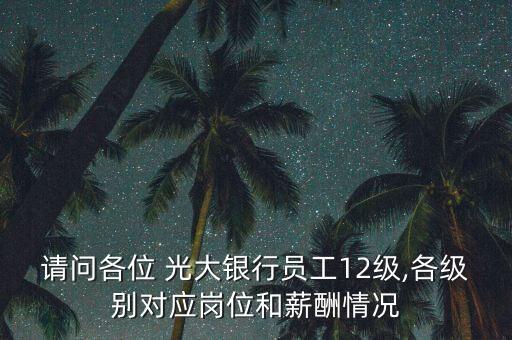 請問各位 光大銀行員工12級,各級別對應崗位和薪酬情況