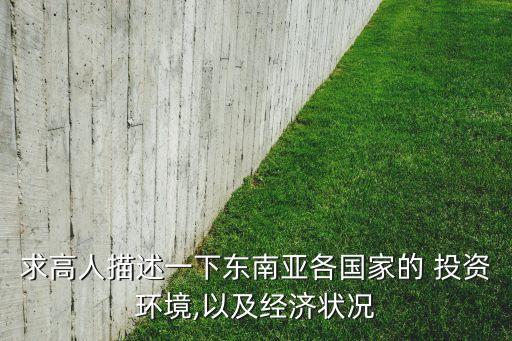 求高人描述一下東南亞各國家的 投資環(huán)境,以及經濟狀況