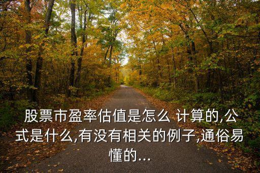  股票市盈率估值是怎么 計算的,公式是什么,有沒有相關(guān)的例子,通俗易懂的...