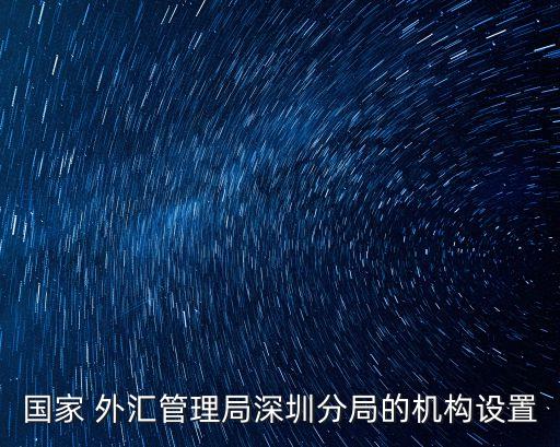 國(guó)家 外匯管理局深圳分局的機(jī)構(gòu)設(shè)置