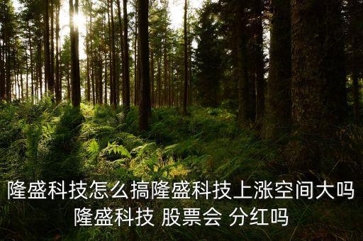 隆盛科技怎么搞隆盛科技上漲空間大嗎隆盛科技 股票會 分紅嗎
