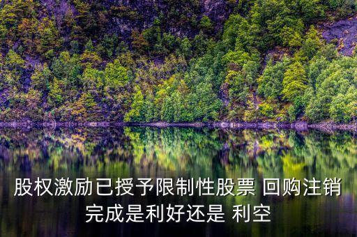 股權(quán)激勵(lì)已授予限制性股票 回購注銷完成是利好還是 利空