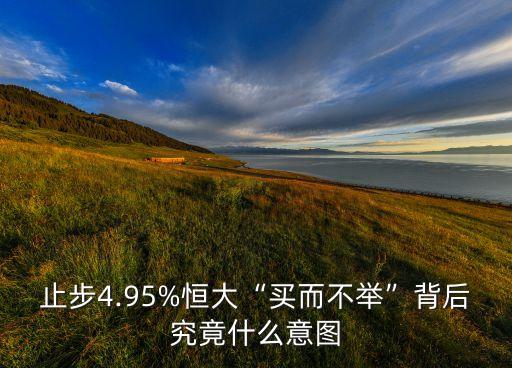 止步4.95%恒大“買而不舉”背后究竟什么意圖