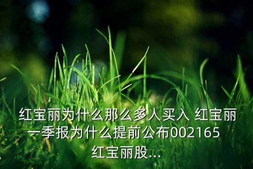  紅寶麗為什么那么多人買入 紅寶麗一季報為什么提前公布002165 紅寶麗股...