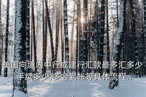美國向境內(nèi)中行或建行匯款最多匯多少,手續(xù)多少,多會(huì)到帳等具體流程...