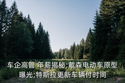 車企高管 年薪揭秘;戴森電動車原型曝光;特斯拉更新車輛付時間