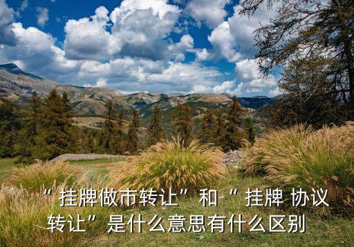 “ 掛牌做市轉(zhuǎn)讓”和“ 掛牌 協(xié)議轉(zhuǎn)讓”是什么意思有什么區(qū)別