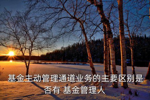  基金主動管理通道業(yè)務的主要區(qū)別是否有 基金管理人