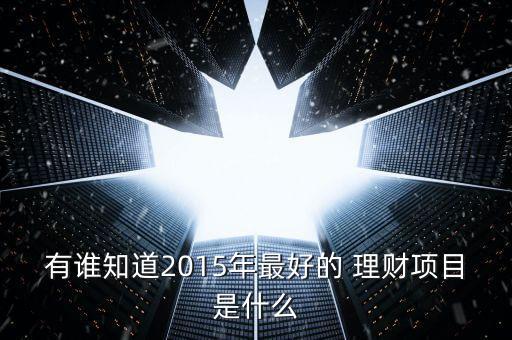 有誰知道2015年最好的 理財項(xiàng)目是什么
