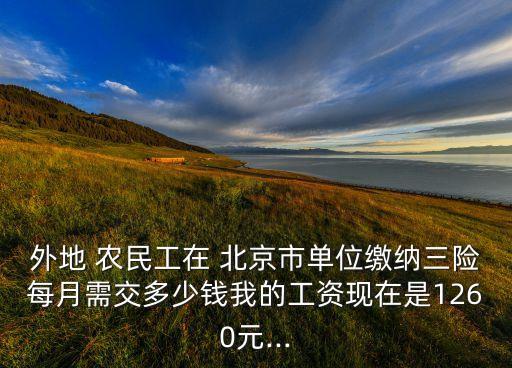 外地 農(nóng)民工在 北京市單位繳納三險每月需交多少錢我的工資現(xiàn)在是1260元...